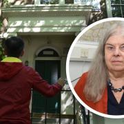 An abuse survivor revisits Grosvenor Avenue children's home, Highbury. Inset: Dr Liz Davies from the Islington Survivors Network (ISN)