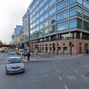 Charterhouse Street was closed after an e-scooter rider was rushed to hospital following a crash with a van