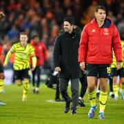 Mikel Arteta celebrates Arsenal's win at Luton Town