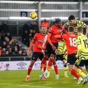 Declan Rice heads Arsenal's late winner at Luton Town