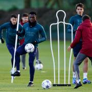 Eddie Nketiah during an Arsenal training session