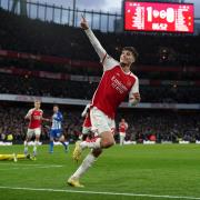 Kai Havertz celebrates after scoring Arsenal's second goal against Brighton. Picture: NICK POTTS/PA