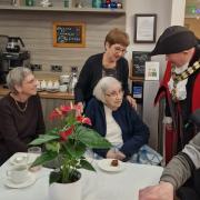 Islington mayor Cllr Gary Heather with staff and residents at Cheverton Lodge Care Home in Archway