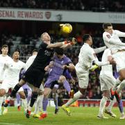 Arsenal's Jakub Kiowor heads into his own net in their FA Cup loss to Liverpool