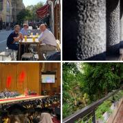 From top left, clockwise: Exmouth Market; Barbican Estate; David Attenborough at the Barbican conservatory last year; Barbican theatre