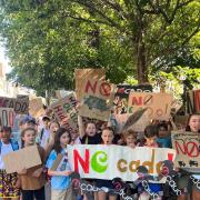 Children from Yerbury Primary School protest outside Islington Town Hall on Tuesday, June 25. Credit: Michael Garnett