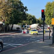 A motorcyclist was taken to hospital after a crash involving a cement mixer in Parkhurst Road