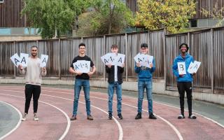 Pupils from City of London Academy, Highbury Grove, celebrate their A Level results