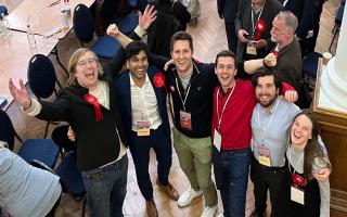 Labour supporters celebrate taking Westminster City Council