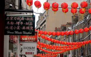 Lanterns celebrating the New Year in London's Chinatown