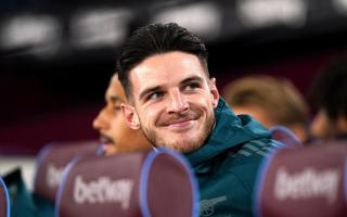 Declan Rice smiles at West Ham United fans