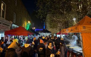 The stalls at White Cross Street festive lights switch-on event