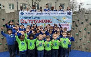 Pupils at St Joseph’s Catholic Primary School in Highgate celebrate an 'outstanding' Ofsted inspection