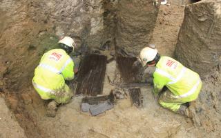 Rare Roman oak coffins being excavated by Museum of London archaeologists