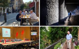 From top left, clockwise: Exmouth Market; Barbican Estate; David Attenborough at the Barbican conservatory last year; Barbican theatre