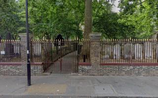 View of Bunhill Fields from Bunhill Row - the locations of the two sexual assaults